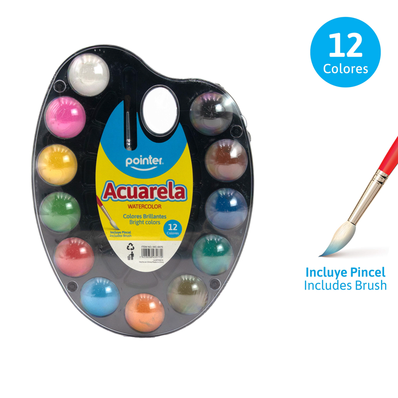 ACUARELA 12 COLORES + PINCEL
