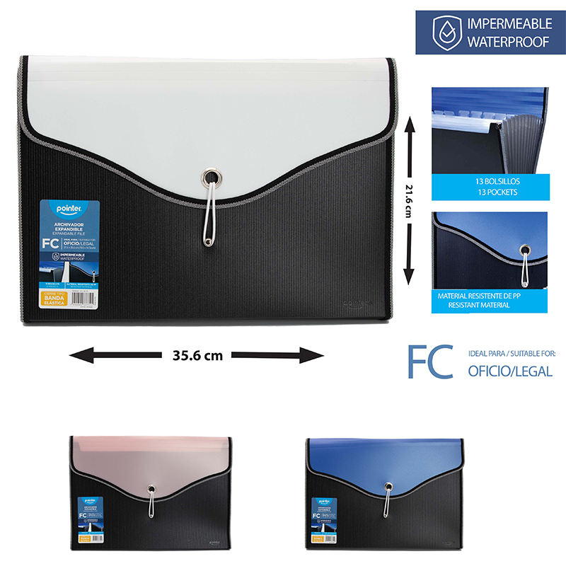 ARCHIVADOR 13 BOLSILLOS OFICIO 21,6x35,6CM