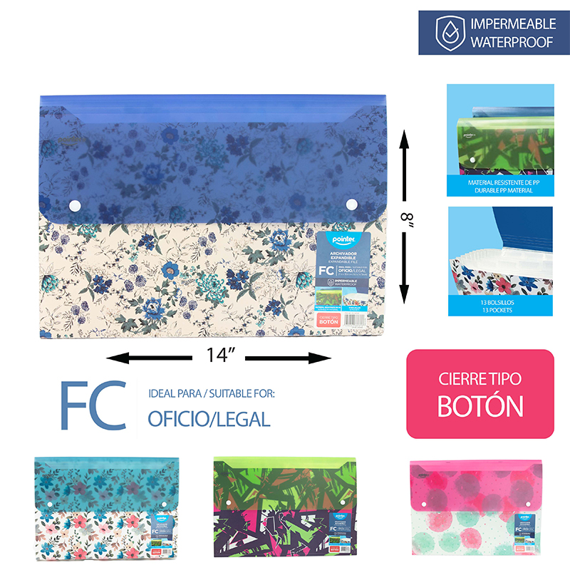 ARCHIVADOR 13 BOLSILLOS OFICIO 21,6x35,6CM