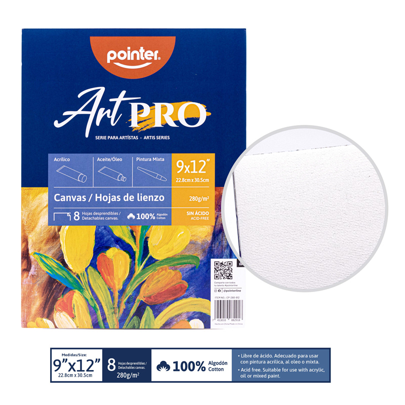 BLOCK CANVAS HOJAS DE LIENZO 9X12