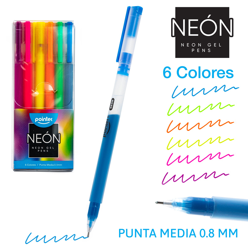 BOLIGRAFOS TINTA GEL NEON (6PZAS) 