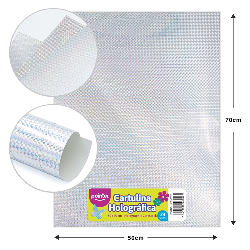 CARTULINA HOLOGRAFICA PLATEADO ROMBOS