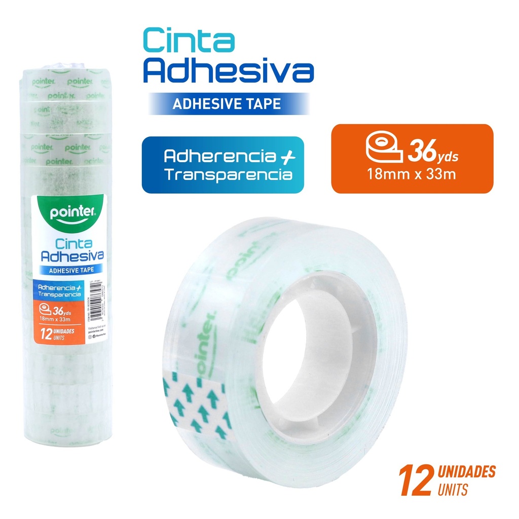 CINTA ADHESIVA x 12 PZAS (18mm x 33m)