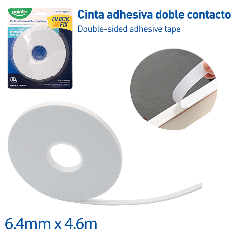 CINTA ADHESIVA DOBLE CONTACTO - 6.4MM x 4.6M