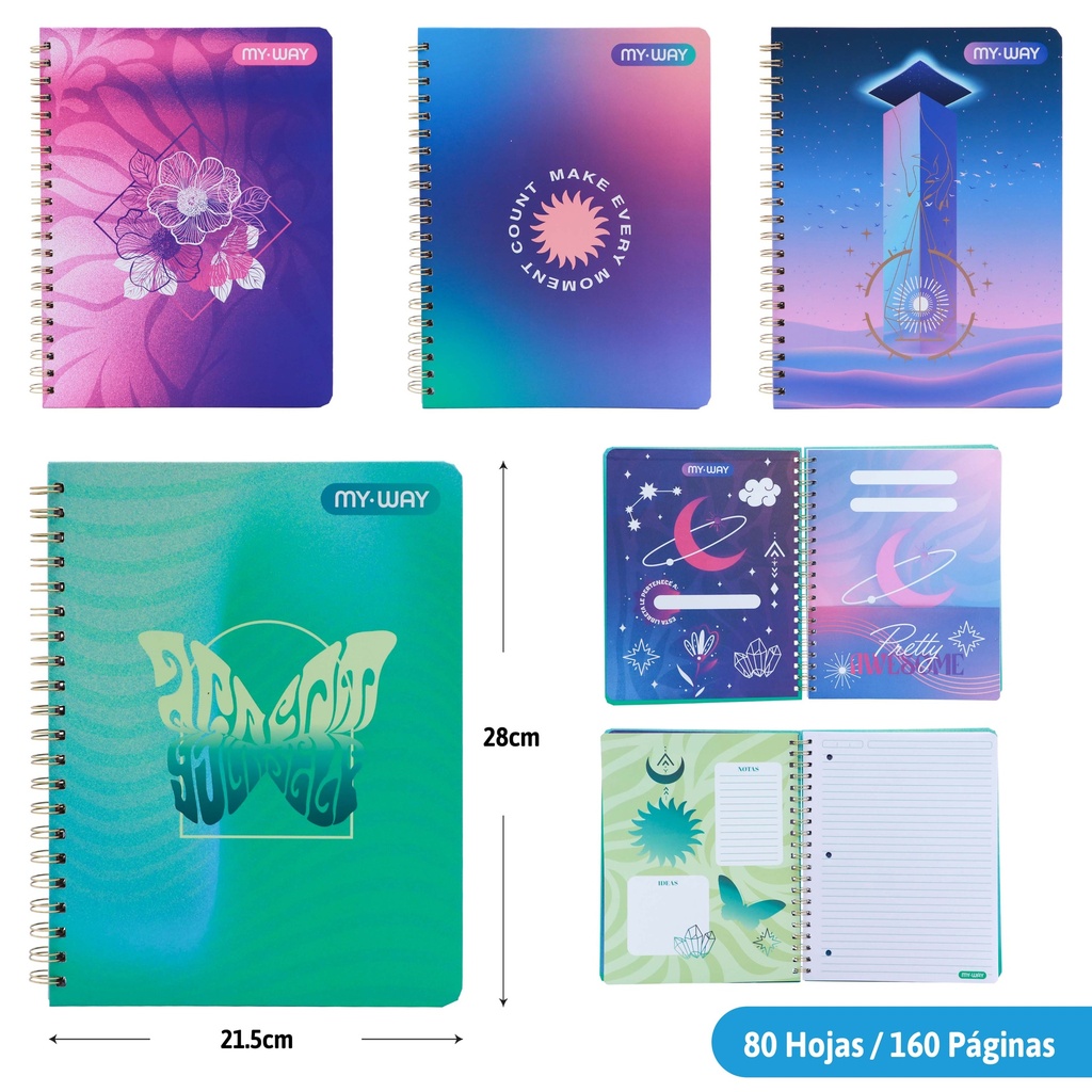 CUADERNO ESPIRAL 160 PAGINAS (FEMENINO)