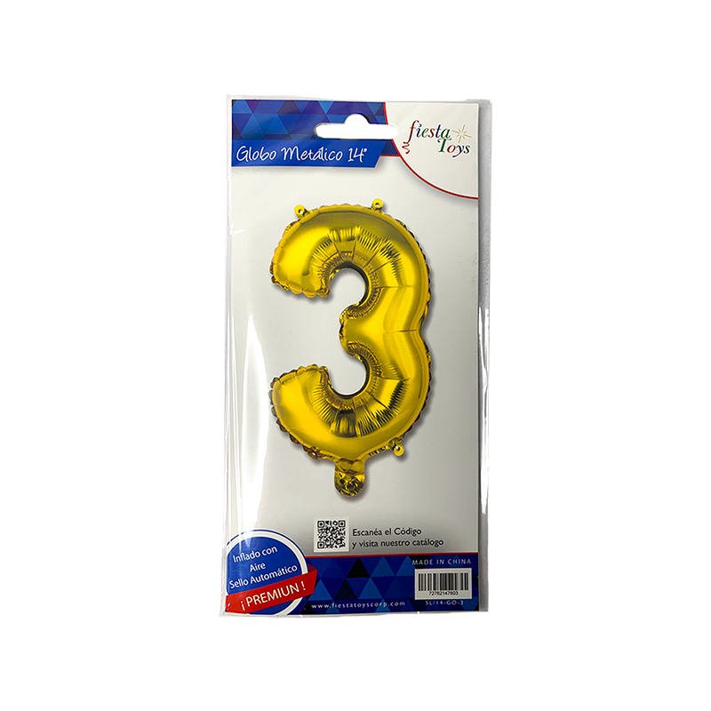 GLOBO METALICO 14" DORADO N 3