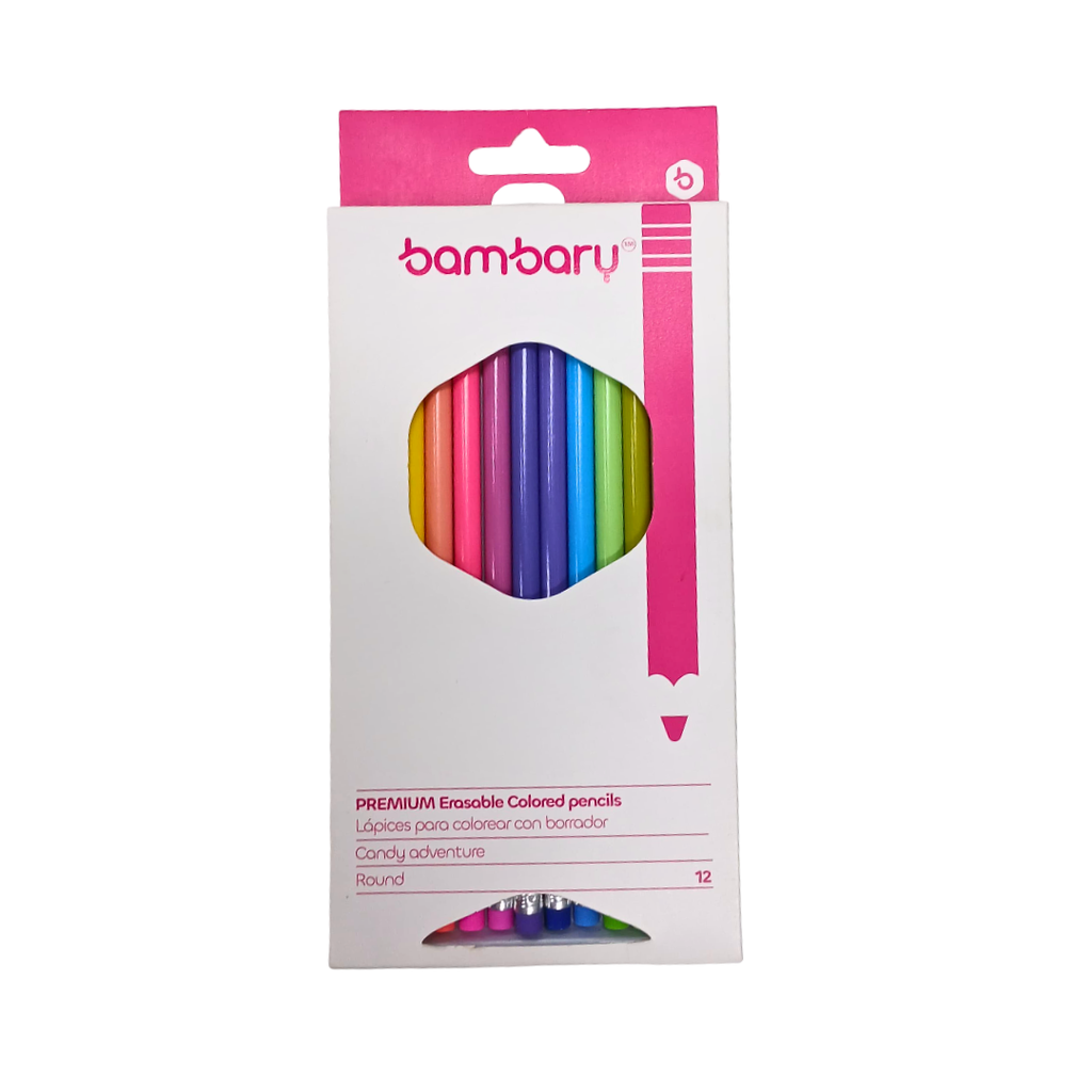 LAPICES DE COLORES PASTEL REDONDOS x12UND BORRABLES