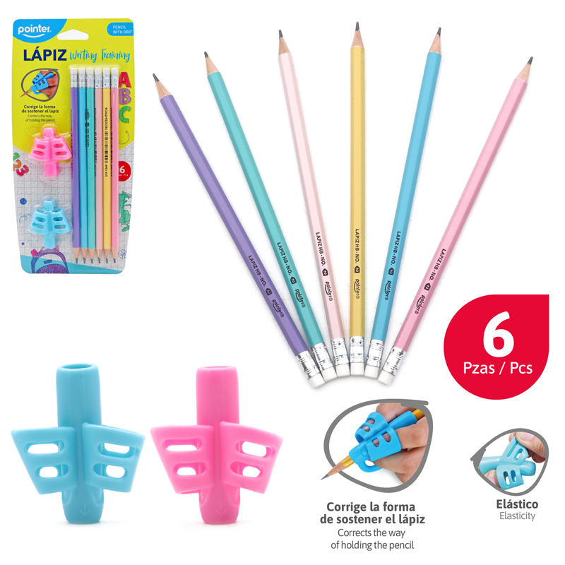 SET DE LAPICES DE GRAFITO x6PZS (PASTEL) + 2 GUIAS PARA ESCRIBIR 