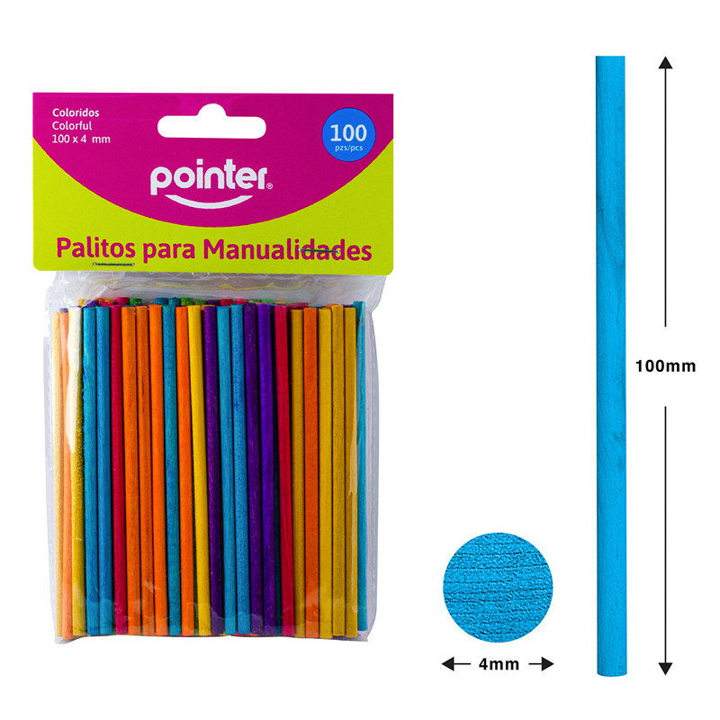 PALITOS DE COLORES PARA MANUALIDADES X100PZS