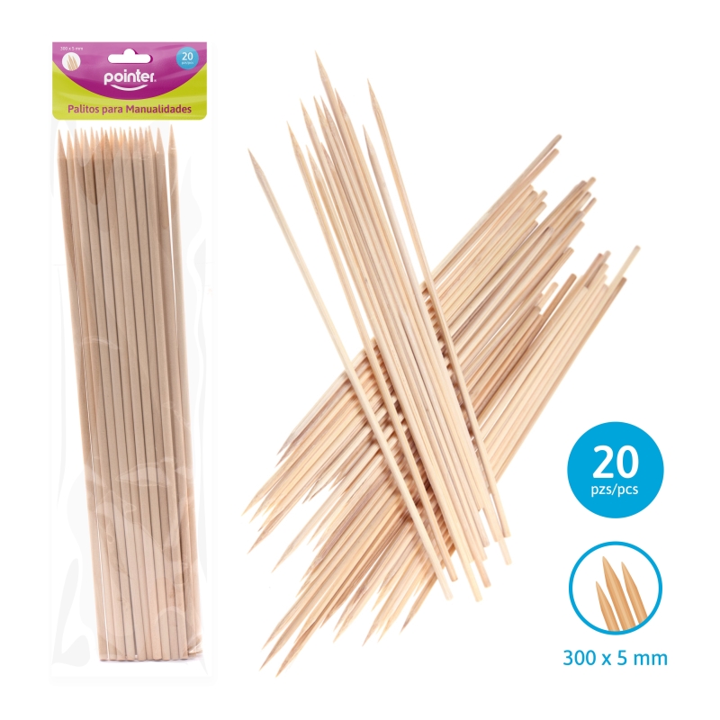 PALITOS REDONDOS PARA MANUALIDADES x 20 PZAS.