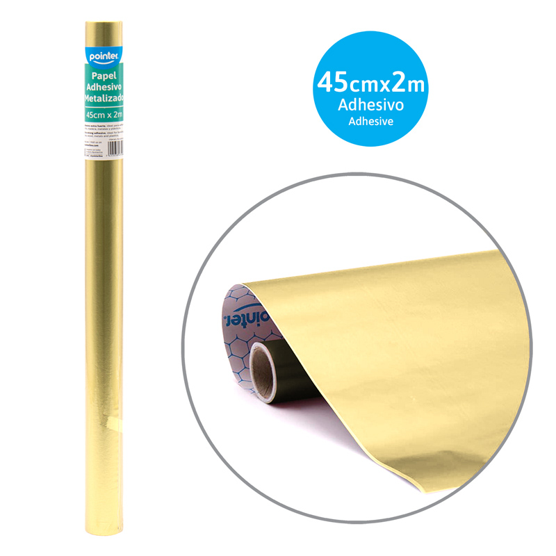 PAPEL CONTAC METALIZADO DORADO - 45Cm x 2Mts