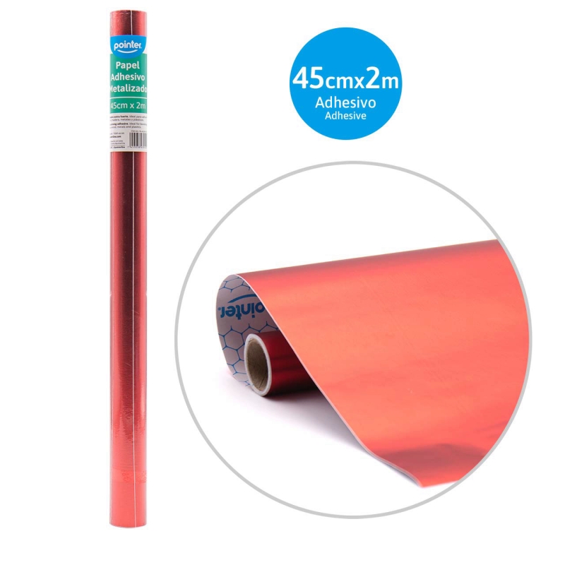 PAPEL CONTAC METALIZADO ROJO - 45Cm x 2Mts