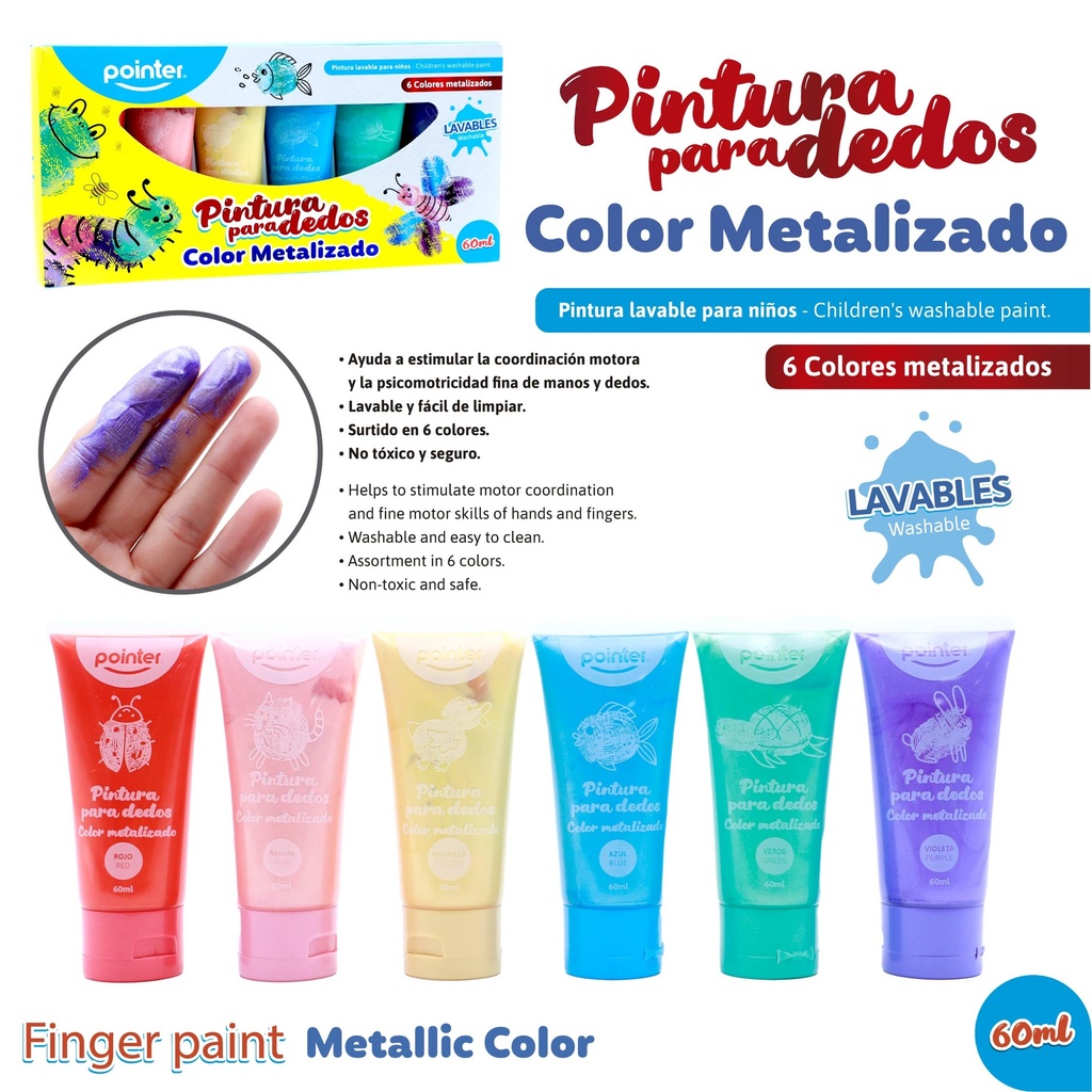 PINTADEDOS METALICOS 60ml COLORES METALIZADOS