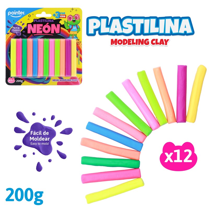 PLASTILINA NEON x 12 COLORES