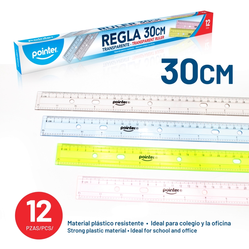 REGLA TRANSPARENTE 30CM