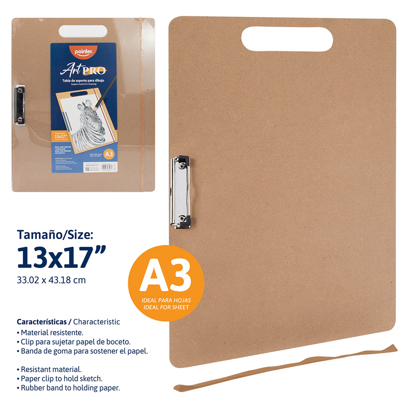 TABLA DE SOPORTE PARA DIBUJO ART PRO 33.02 x 43.18CM