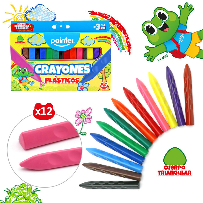 CRAYONES PLASTICOS x 12 COLORES