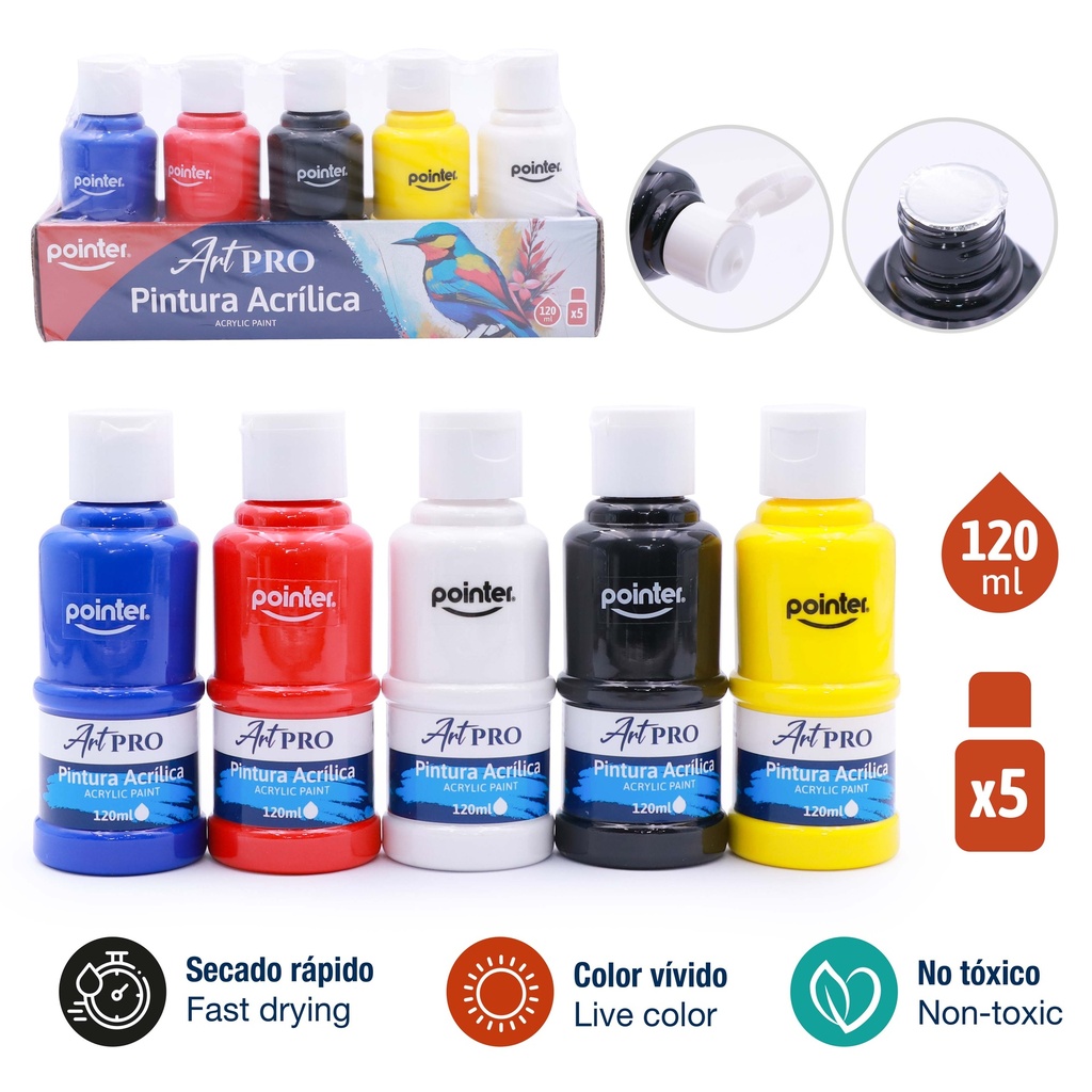 PINTURA ACRILICA 120ml x 5