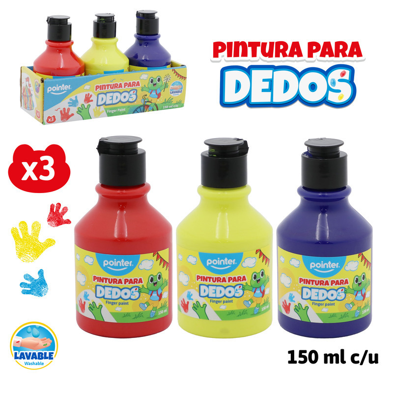 PINTURA DE DEDOS 150ml x 3 PZAS.
