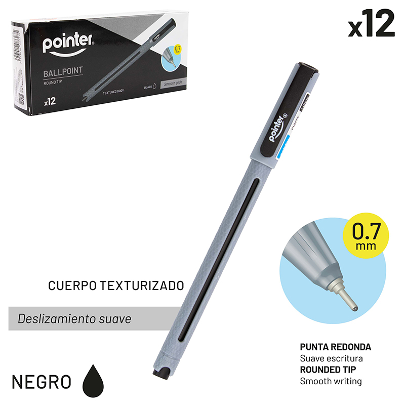BOLIGRAFO TINTA NEGRA 0.7MM - CUERPO TEXTURIZADO