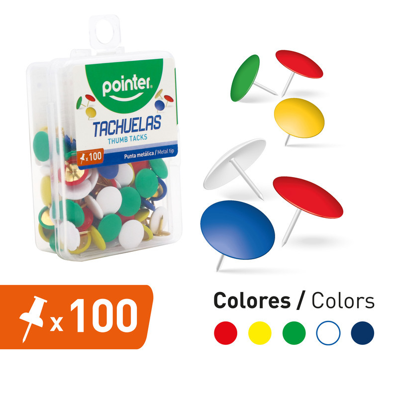 TACHUELAS DE COLORES x 100 PZAS