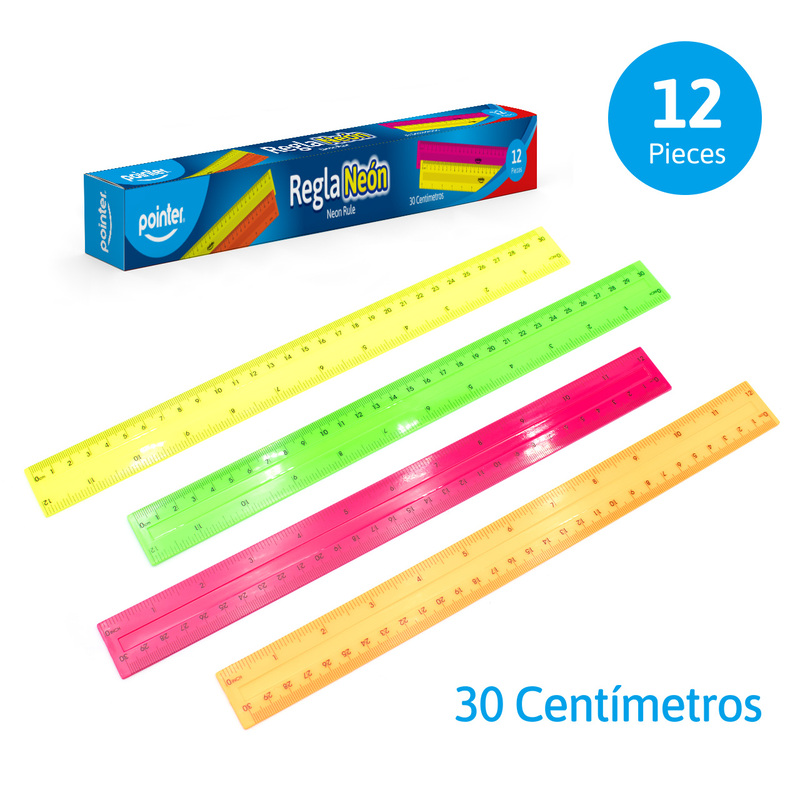 REGLAS PLASTICAS DE COLORES 30 cm