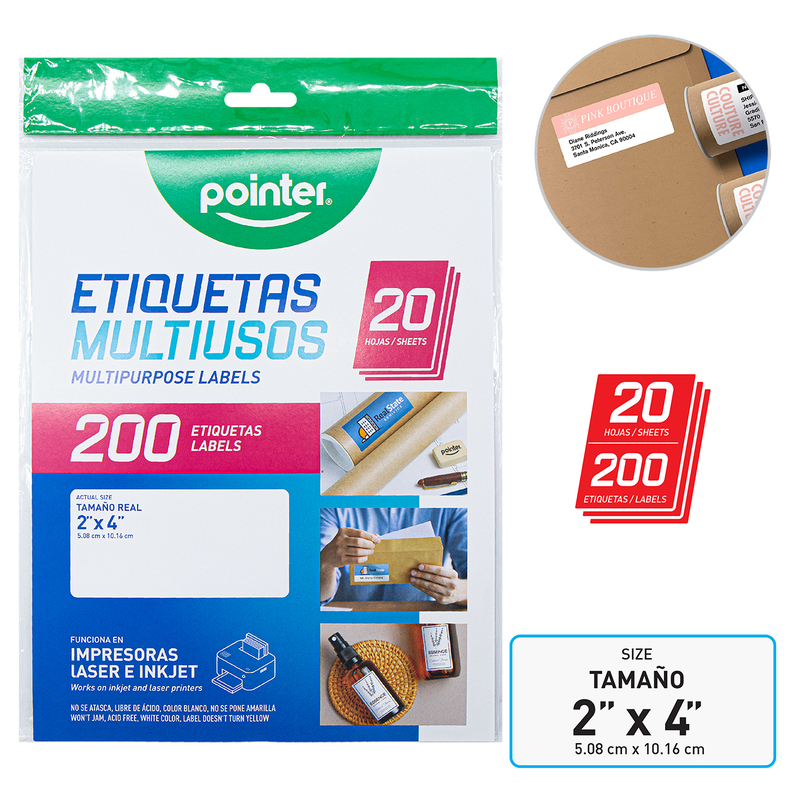 ETIQUETAS MULTIUSOS x20PZAS - 5.08 x 10.16CM