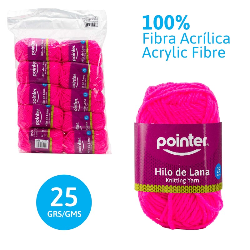 HILO DE LANA PARA MANUALIDADES ROSADO NEON - 25GRS