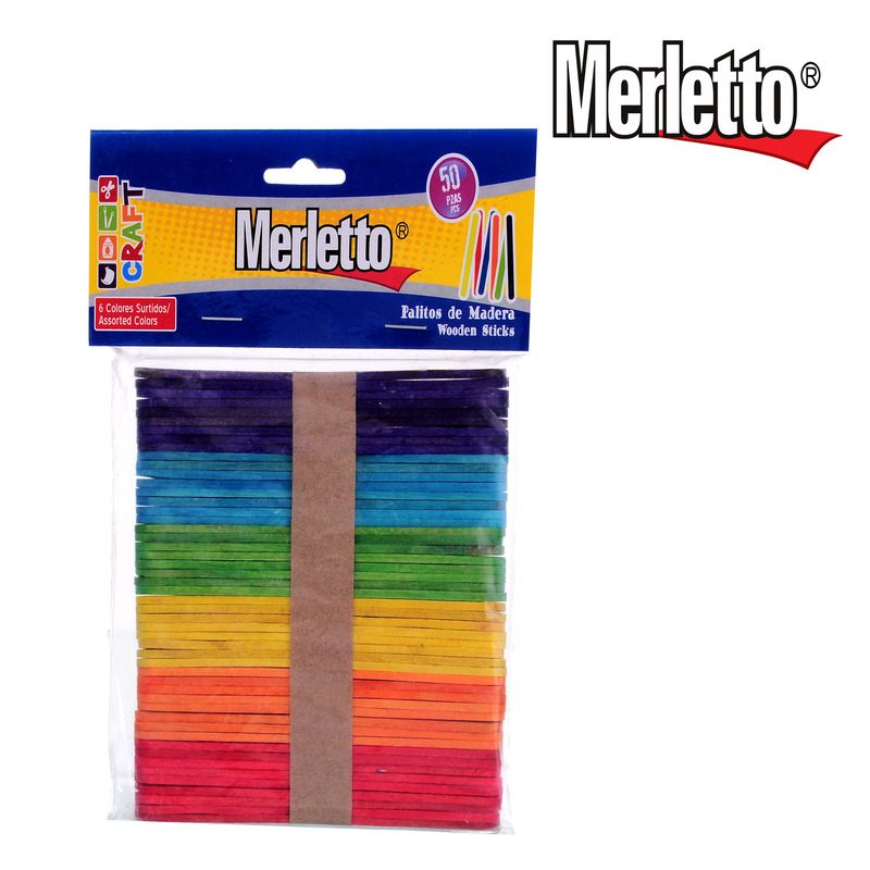 PALITOS DE COLORES PARA MANUALIDADES x50PZAS