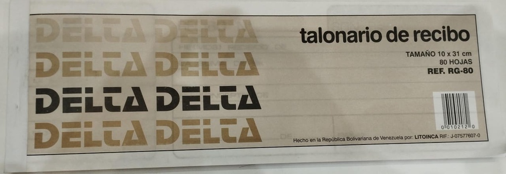 TALONARIO DE RECIBO DELTA GRANDE - 80HJ 31x10CM