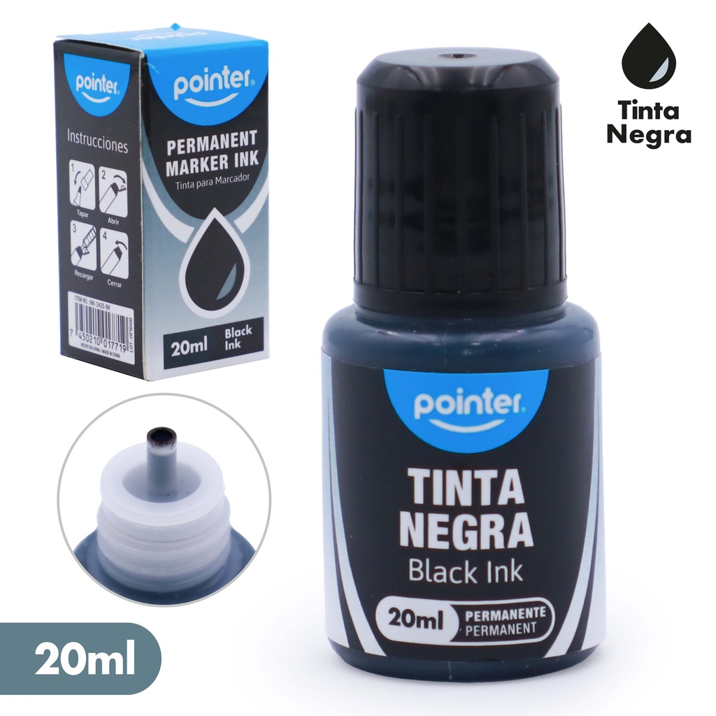 TINTA PARA MARCADOR PERMANENTE 20 ML - NEGRO