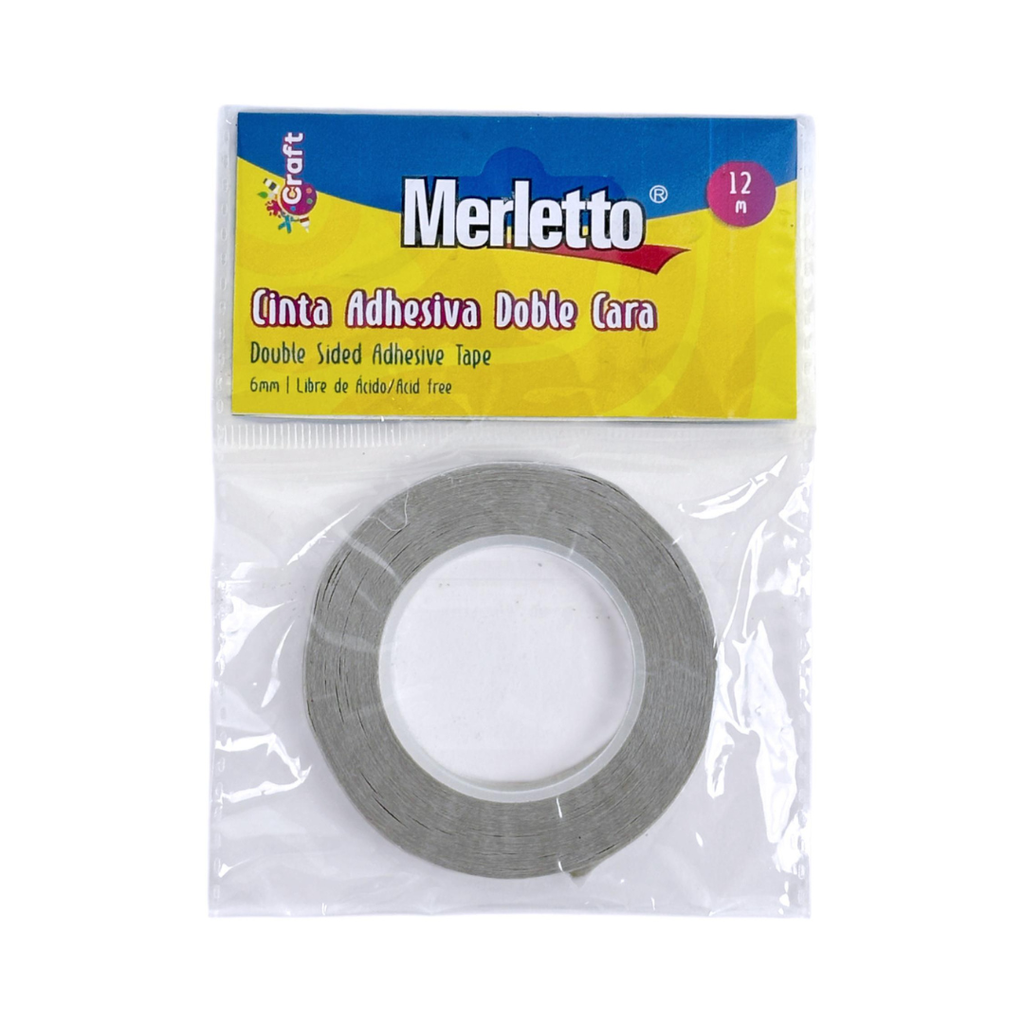 CINTA ADHESIVA DOBLE CARA SEMI TRANSPARENTE 6mmx12