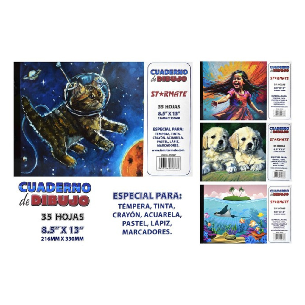 LIBRO DE DIBUJO 100gsm  8.5X13" , 35HOJAS, DIS.INFANTIL