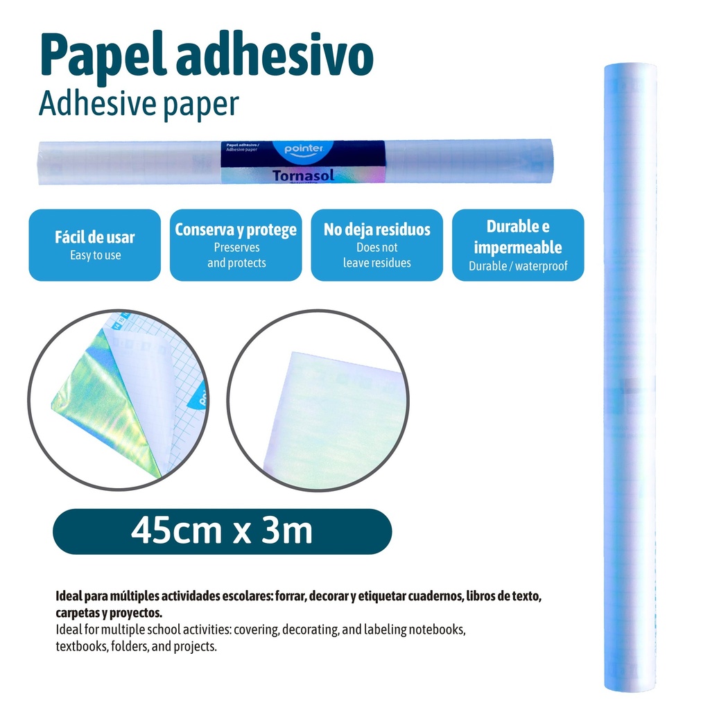 PAPEL ADHESIVO DECORATIVO TORNASOL 45 CM X 3 M