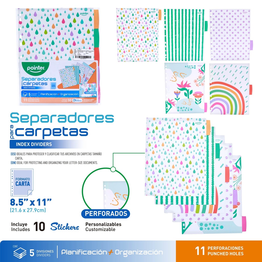 SEPARADORES DE CARPETA 5 DIVISIONES