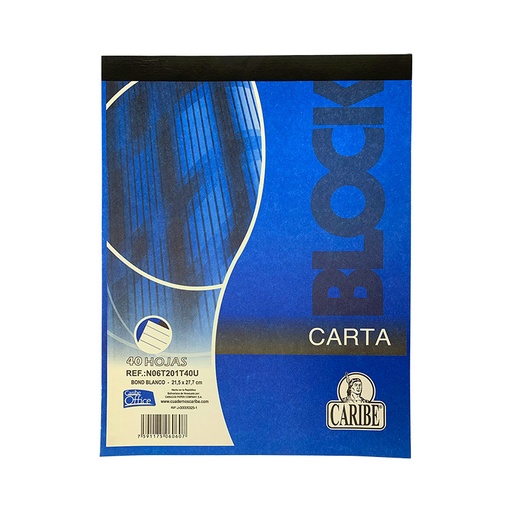 [N06T201T40U] BLOCK DE NOTAS ENCOLADO CARTA - 40HJ 21,5x27,7CM