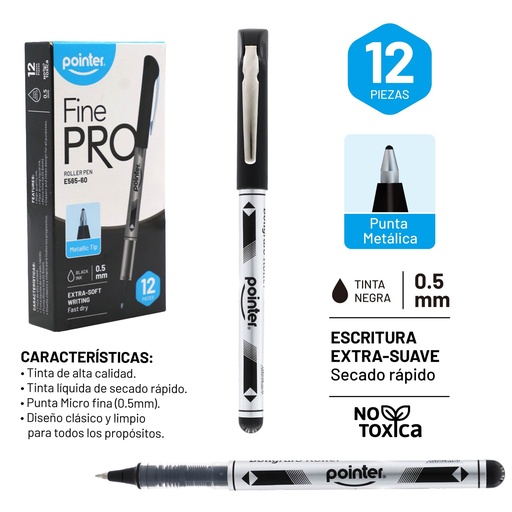 [E565-60] BOLIGRAFO GEL NEGRO - ROLLER FINE PRO 0.5MM