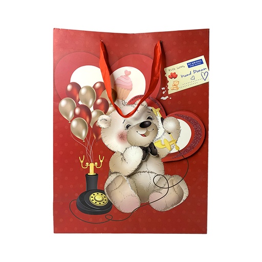 [A126-GB9037A] BOLSA DE REGALO (OSO+CORAZONES) L