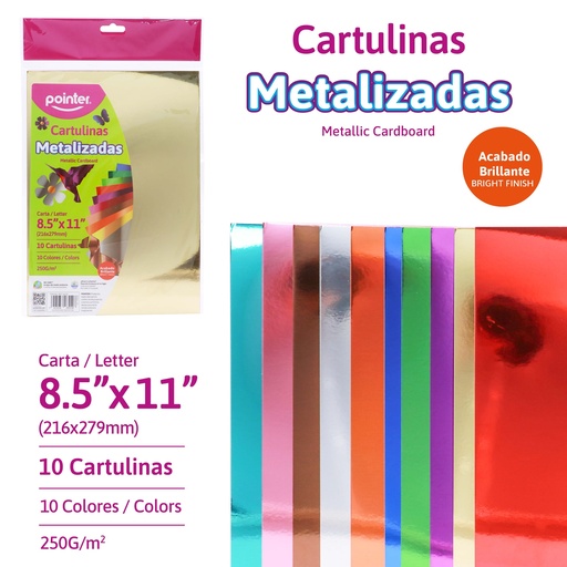 [MCT-10-10] CARTULINA METALIZADA CARTA - 20x30CM 