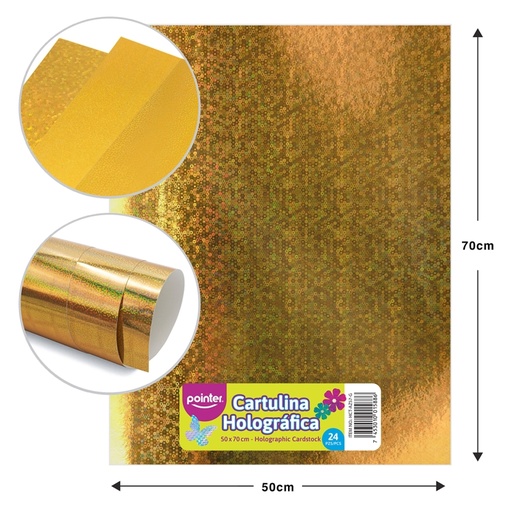[HCT-AZ57-G] CARTULINA METALIZADA HOLOGRAFICA DORADO PUNTOS