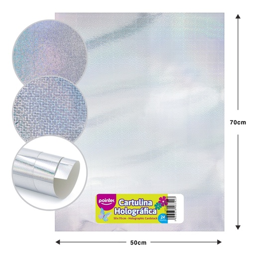 [HCT-AZ57-S] CARTULINA HOLOGRAFICA PLATEADA - PUNTOS (50x70CM)