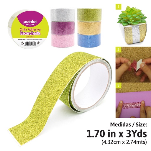 [PA-3008] CINTA ADHESIVA ESCARCHADA - 4.32CM x 2.74M