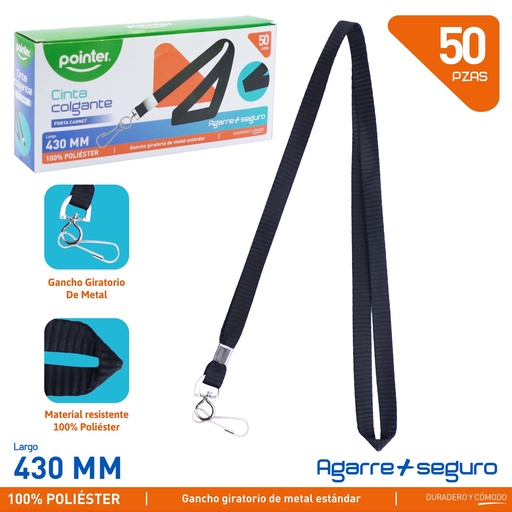 [TCP-N23F-BK] CINTA COLGANTE PORTA CARNET (NEGRO)