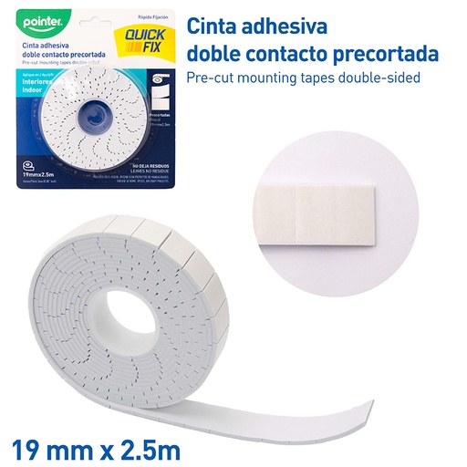 [MT-19252] CINTA ADHESIVA DOBLE CONTACTO PRECORTADA - 19MM x 2.5M