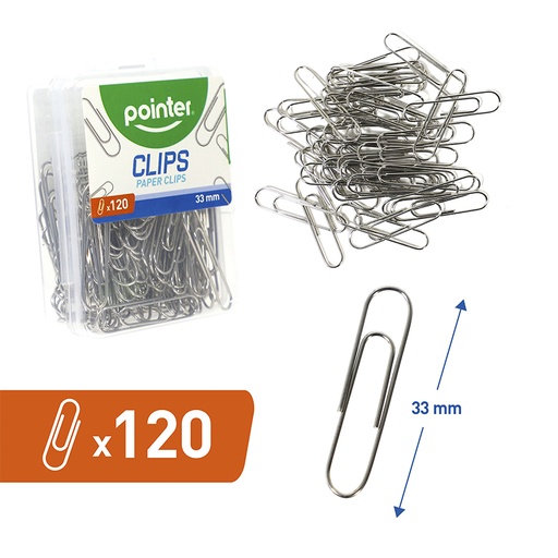 [BXCP-33MM] CLIPS METALICOS 33MM x120PZAS