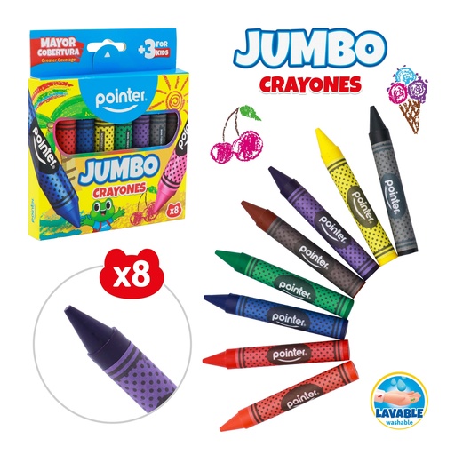 [CY-JB-8HQ] CRAYONES JUMBO x8 COLORES