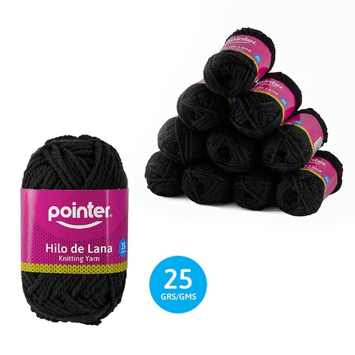 [7A018-KY-25G-BK] HILO DE LANA PARA MANUALIDADES NEGRO - 25GRS