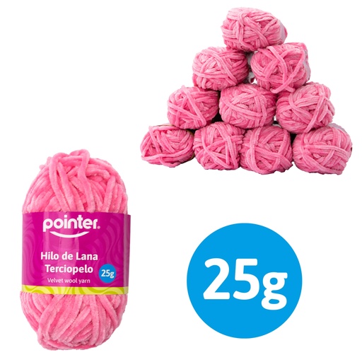 [GKY-25G-PK] HILO DE LANA PARA MANUALIDADES TERCIOPELO ROSADO - 25GRS
