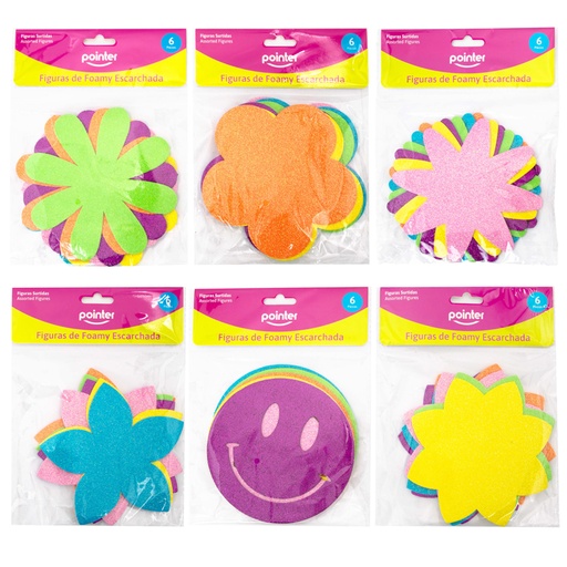 [ANC-1610] FIGURAS DE FOAMY ADHESIVAS ESCARCHADA - x6PZAS