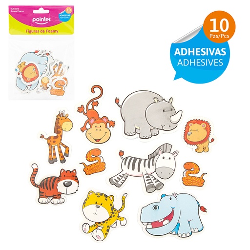 [A126-LF10] FIGURAS DE FOAMY ADHESIVAS (ANIMALES) x10PZAS